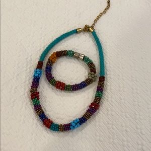 Colorful necklace and bracelet combo